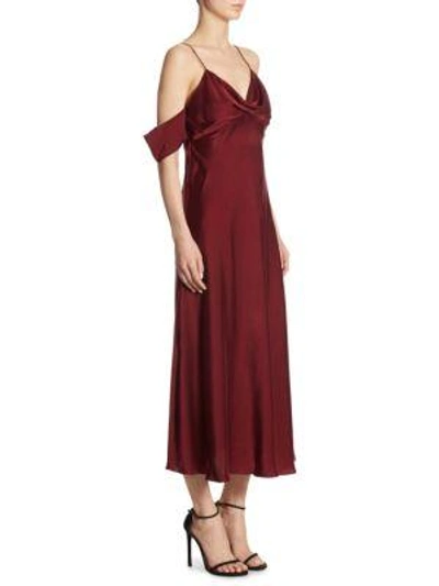 Shop Zimmermann Silk Cold-shoulder Dress In Burgundy