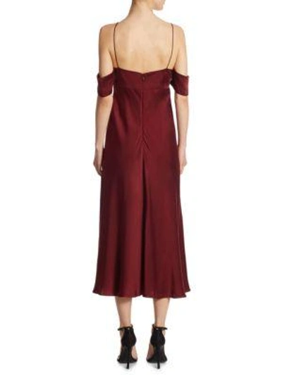 Shop Zimmermann Silk Cold-shoulder Dress In Burgundy