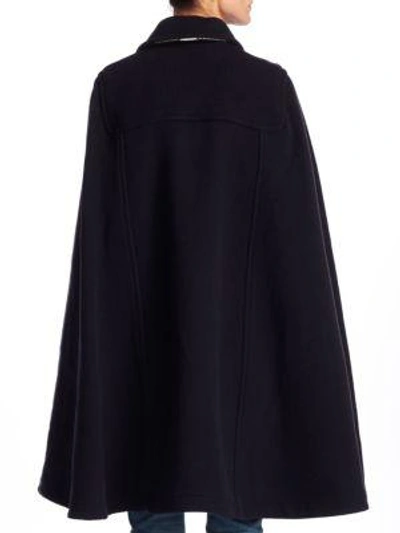 Shop Burberry Wool Toggle Cape In Navy