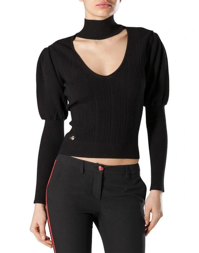 Shop Philipp Plein Pullover V-neck Ls "marlyn" In Black