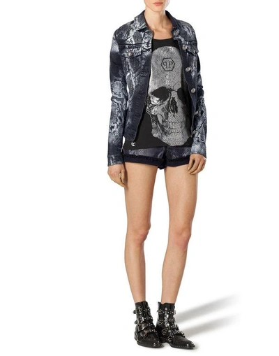 Shop Philipp Plein Denim Jacket "chloe" In Black Stone