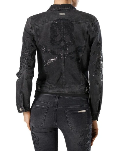 Shop Philipp Plein Denim Jacket "dayoff" In Graphit