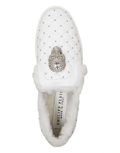 Shop Philipp Plein Slip On "white" In White/nickel