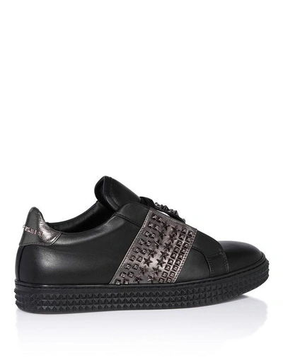 Shop Philipp Plein Lo-top Sneakers "time" In Black/blk Nk/nk