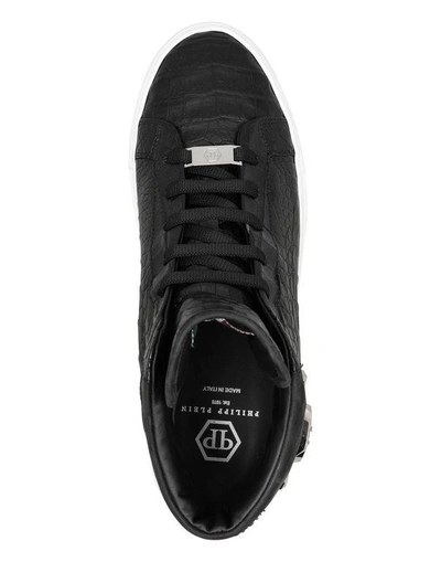 Shop Philipp Plein Hi-top Sneakers "cool Man" In Black/nickel