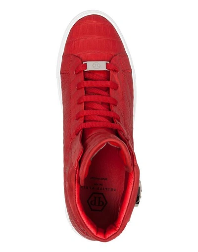 Shop Philipp Plein Hi-top Sneakers "cool Man" In Red/nickel