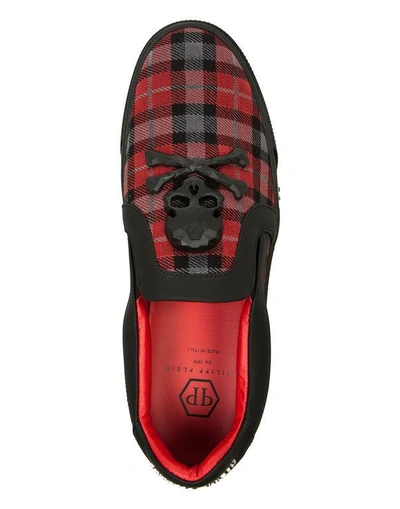 Shop Philipp Plein Slip On "tartanskull"