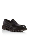 FERRAGAMO MEN'S DARSEN LEATHER LOAFERS WITH INJECTED RUBBER SPIKES,0679033