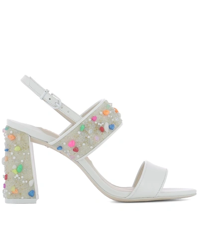 Sophia Webster Woman Clarice Embellished Patent-leather Slingback Sandals White In Lollipop