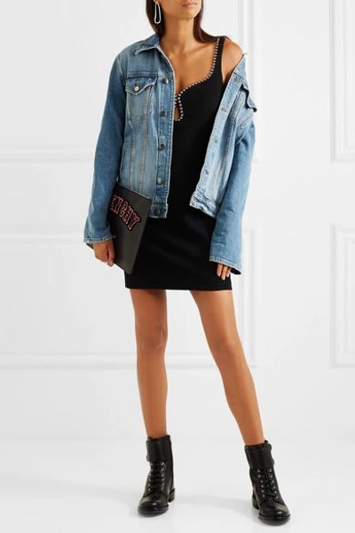 Shop Alexander Wang Embellished Crepe Mini Dress