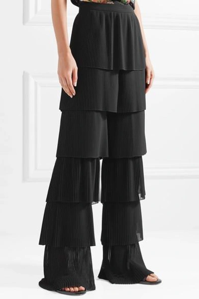 Shop Vilshenko Lyeta Pleated Georgette Wide-leg Pants In Black