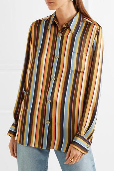 Shop Acne Studios Buse Striped Satin Shirt In Yellow