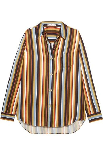 Shop Acne Studios Buse Striped Satin Shirt In Yellow