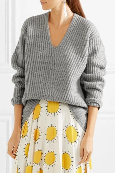 Shop Acne Studios Deborah Oversized Ribbed Wool Sweater In Light Gray