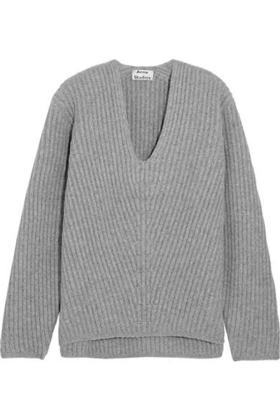 Shop Acne Studios Deborah Oversized Ribbed Wool Sweater In Light Gray