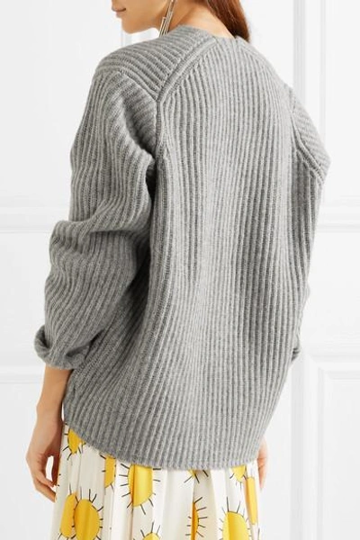 Shop Acne Studios Deborah Oversized Ribbed Wool Sweater In Light Gray