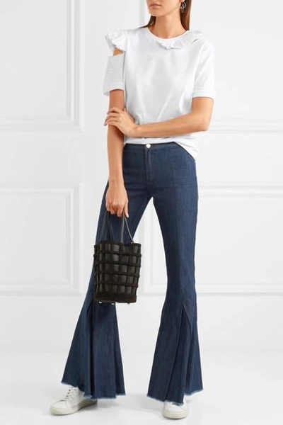 Shop Maggie Marilyn Dreamer Frayed Mid-rise Flared Jeans In Dark Denim