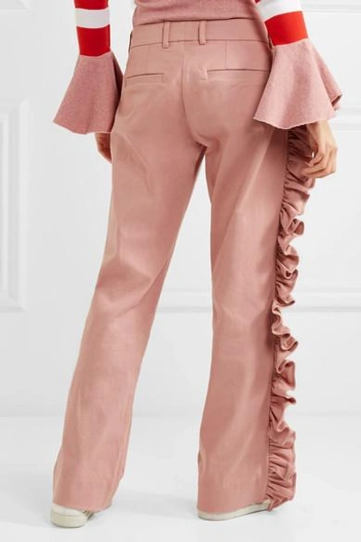 Shop Maggie Marilyn I'll Stand Beside You Ruffled Cotton-blend Drill Boyfriend Pants In Blush