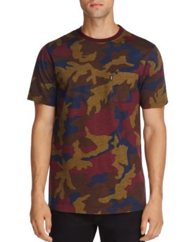 Shop Wesc Maxwell Multicolored Camouflage Short Sleeve Tee In Burgundy Camo Red