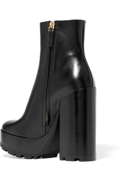 Shop Jil Sander Leather Platform Ankle Boots