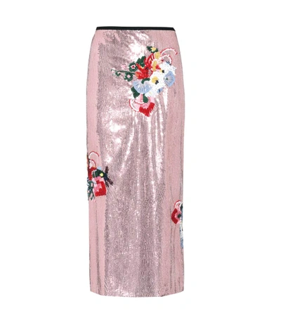 Erdem Sacha Sequinned Skirt In Pink