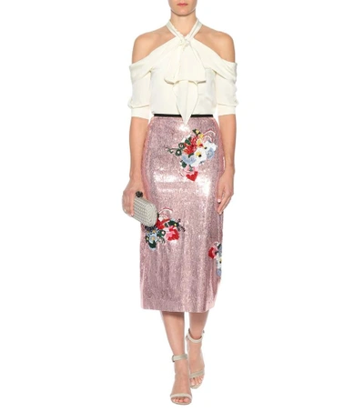 Shop Erdem Sacha Sequinned Skirt In Pink
