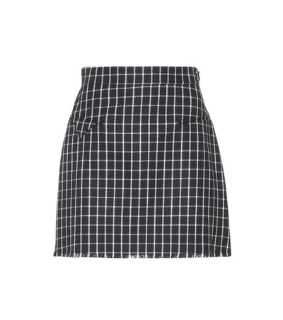 Thom Browne Checked Wool Skirt In Blue