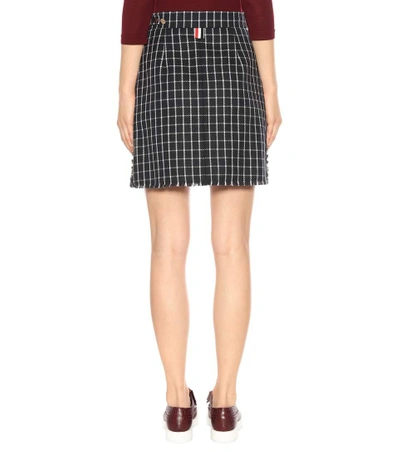 Shop Thom Browne Checked Wool Skirt In Blue