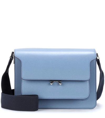 Marni Trunk Leather Shoulder Bag In Blue