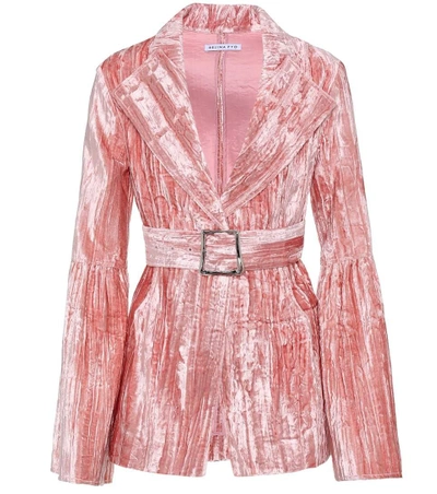 Shop Rejina Pyo Crushed-velvet Jacket In Pink