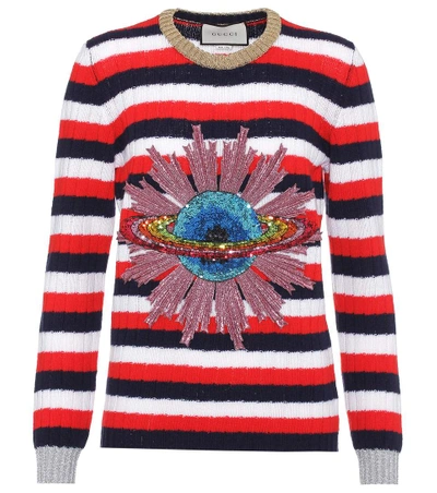 Shop Gucci Sequinned Wool Sweater In Multicoloured
