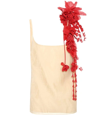 Rosie Assoulin Camisole With Red Removeable Flower Garlands In Peach