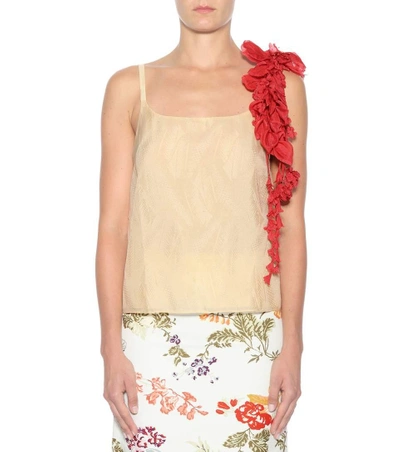 Shop Rosie Assoulin Brooch-adorned Camisole In Peach
