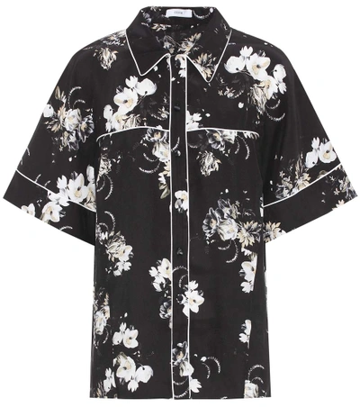 Shop Erdem Liana Floral-printed Silk Shirt In Black