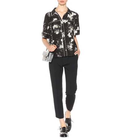 Shop Erdem Liana Floral-printed Silk Shirt In Black