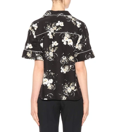 Shop Erdem Liana Floral-printed Silk Shirt In Black