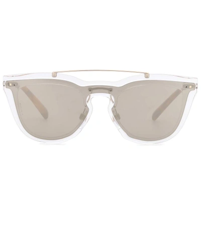Valentino Mirrored Cat Eye Shield Sunglasses, 55mm In Clear/gold Mirror