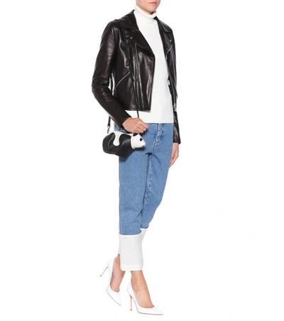 Shop Loewe Panda Mini Leather Shoulder Bag In Black