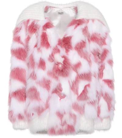 Miu Miu Fox Fur Shawl-collar Coat, Pink In Liaeco