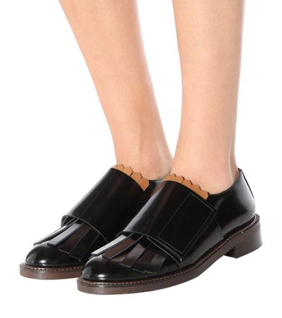 Shop Marni Glossed-leather Oxford Shoes In Black