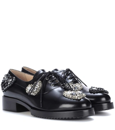 N°21 Lena Embellished Leather Oxford Shoes In Black