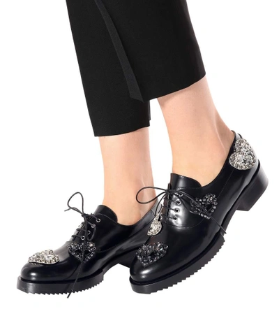 Shop N°21 Lena Embellished Leather Oxford Shoes In Black