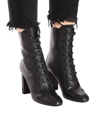 Shop Saint Laurent Leather Ankle Boots In Eero