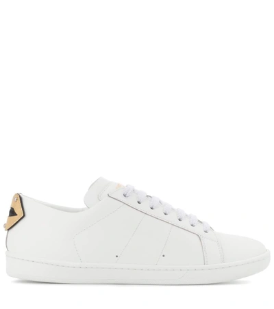 Shop Saint Laurent Leather Sneakers In White