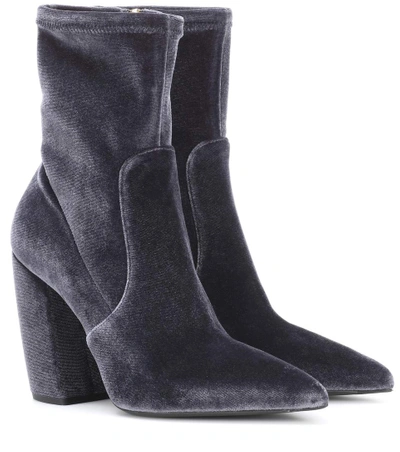 Prada Velvet Ankle Boots In Grey
