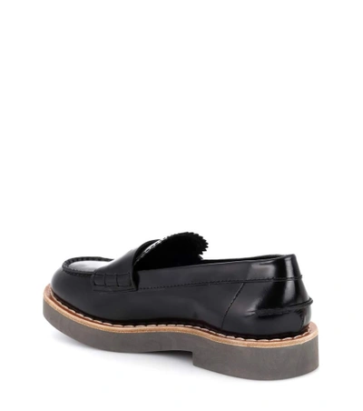 Shop Miu Miu Glossed Leather Loafers In Black