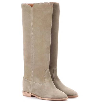 Shop Isabel Marant Cleave Concealed-wedge Suede Boots In Beige