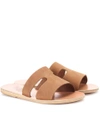 Ancient Greek Sandals Apteros Cutout Nubuck Flat Slide Sandals In Euluck Cappuccieo