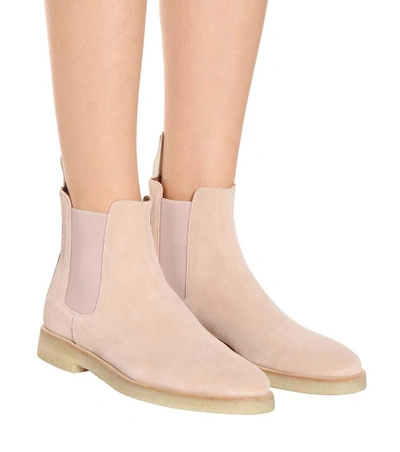 Shop Common Projects Suede Chelsea Boots In Pink