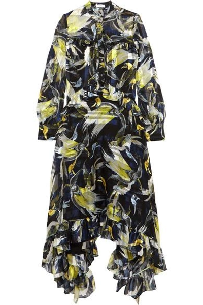 Shop Erdem Niamh Ruffled Printed Silk-chiffon Midi Dress